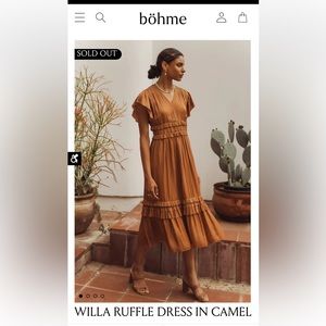 böhme Willa Ruffle Dress in Camel SOLD OUT ONLINE